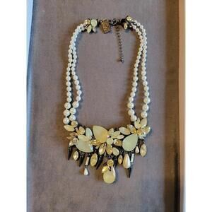Erickson Beamon Rocks Pearl And Rhinestone Necklace **Missing one stone**